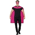 Smiffys Cape, Red with Eyemask, Icons & Idols Fancy Dress, Superhero Dress Up Accessories