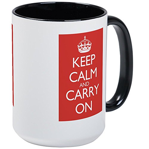 CafePress Large Mug Double Red Keep Calm and Carry On Mugs Ceramic Coffee Mug, Tea Cup 15 oz