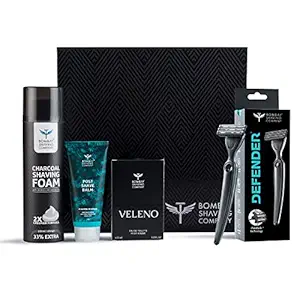 Bombay Shaving Company Valentine?s Day Magic | Shave & Dazzle Kit for Men | Post-shave Balm, Charcoal Shaving Foam, Veleno Perfume | Valentine Day Gift For Husband , Boyfriend