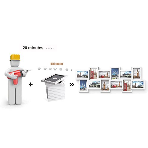 Songmics Bilderrahmen Collage für 12 Fotos je 10 x 15 cm Fotorahmen aus MDF-Platten weiß RPF22W - 3