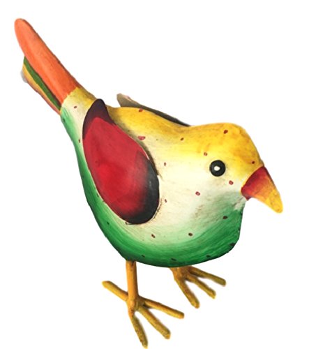 Gartenfigur bunter Vogel aus Metall 3 verschiedene Farben zur Auswahl 20x9x18cm Handarbeit Gartendeko Metallfigur Gartendekoration Gartenfiguren (Auswahl Vogel grün mit gelbem Schnabel) - 2