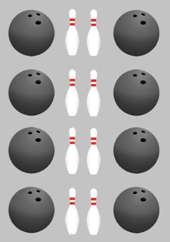 Anglesit Pre-cut Bowling Balls & Pins Edible Rice/Wafer Paper Cupcake Toppers Birthday Party Decorations