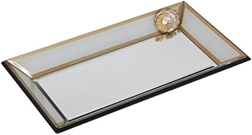 HOME IS HEAVEN White and Mirror Tray with Gold Edge and Brooch