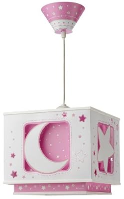 Dalber Lustre Carré Plastique - Lune/Etoiles - Rose
