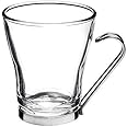 BORMIOLI ROCCO ‘Oslo’ Clear Coffee Mugs Set of 6 (32cl) – Stylish Glass Cups for Hot Drinks: Cappuccino / Latte / Tea – Toughened Opal Glass – Microwave & Dishwasher Safe – Luxury Italian Tableware