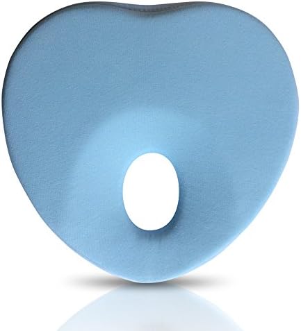 Lexikind Baby Pillow Made of Memory Foam to Prevent Flat Head Syndrome (Plagiocephaly) | Anti-Pressure Baby Head Support Pillow That Helps Prevent Deformation Of The Back Of The Head (blue heart)