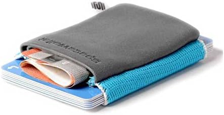Small tiny practical wallet, 5,5cm x 7 cm, real leather - Space Wallet Surfer Grey Classic with additional coin pocket - elastic fabric - small purse, small portemonnaie, small pocket
