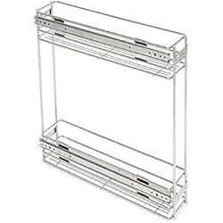 Emuca 8923611 Chariot porte-bouteilles coulissant pour meuble bas de cuisine en acier chromé
