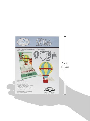 Elizabeth Craft Designs Pop It Up Metall stirbt von Karen Burniston Heißluftballon, 2. 3 Zoll x/4 Zoll, Acryl, mehrfarbig - 3