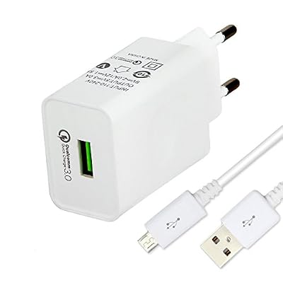 Ambaiyi Quick Charge QC 3.0 Chargeur de Secteur Adaptateur + Micro USB Câble pour Huawei P9 Lite Y5 Y6 Y7 , P10 Lite , P8 Lite 2017 , Honor 6X , Honor 6A , Xiaomi Redmi Note 4 4X 5 , Redmi 4A 4X …