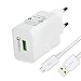 Produktbild Ambaiyi Quick Charge QC 3.0 Ladegerät Ladekabel Charger Adapter + Micro USB Kabel für Huawei P9 Lite Y5 Y6 Y7, P10 Lite, P8 Lite 2017, Honor 6X, Honor 6A, Xiaomi Redmi Note 4 4 X 5, Redmi 4A 4X …