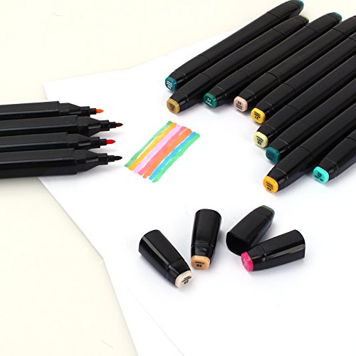 Yosoo Twin Brush Marker Set Schüler Student Textmarker Grafitti Manga Künstler Marker mit Aufbewahrungstasche (60 Farben-Schwarz) - 5
