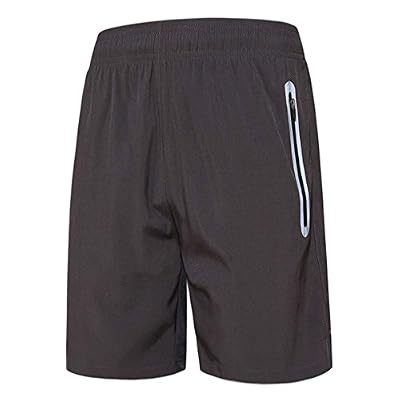 famesale Shorts de Sport pour Hommes Running Shorts d'entraînement Gym Bandes Réfléchissantes Poches à Glissière Shorts de Sport à Séchage Rapide