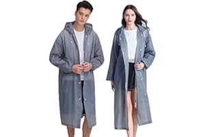 YANKUIRUI 2 Stück Regenjacken Wiederverwendbar Regenponcho, Unisex Eva Regenmantel Poncho Regenbekleidung Regenschutz Regen Zubehör für Wandern Camping Radfahren Reisen