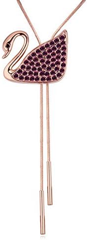 Oudora Swan Shaped Style Swarovski Crystal Long Sweater Chain Pendant Necklace