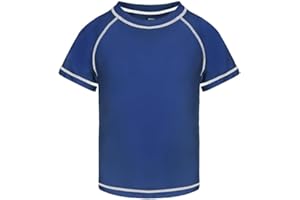 ozkzdp Boys Swim Top Rash Vest Kids Short Sleeve Quick Dry UV Swimming Top Rash Guard Swimwear for Boys