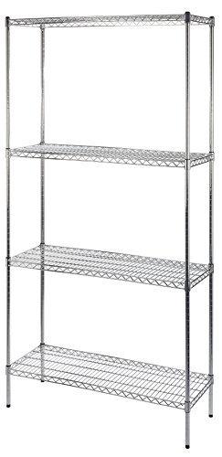 Draper Chrome Plated 4 Tier Steel Shelving Unit - 900mm x 450mm x 1800mm
