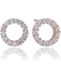 Sif Jacob de joyas pendientes para mujer biella Uno Piccolo - 18 K chapado en oro rosa con circones