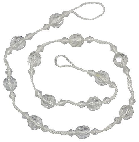 2 X weiß DURCHSICHTIGE PERLEN VORHÄNGE GARDINEN ZURÜCKHALTEN RAFFHALTER 71.1cm - 72CM ca. ELKNIWT