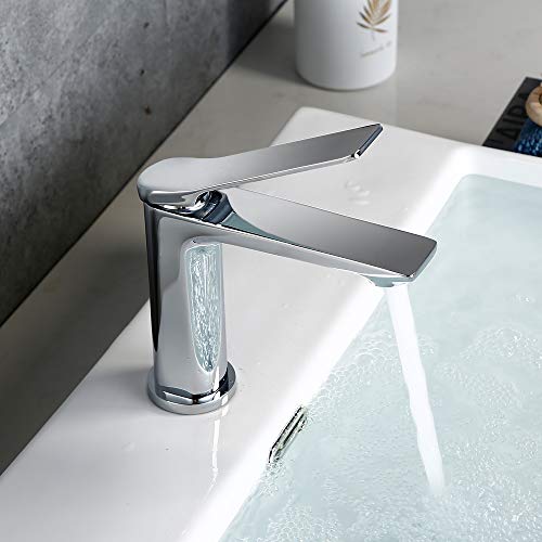 Preisvergleich Produktbild LONHEO Waschtischarmatur Waschbeckenarmatur Einhebelmischer Badezimmer Wasserhahn für Bad Waschbecken, Modernes Design (Verchromt)