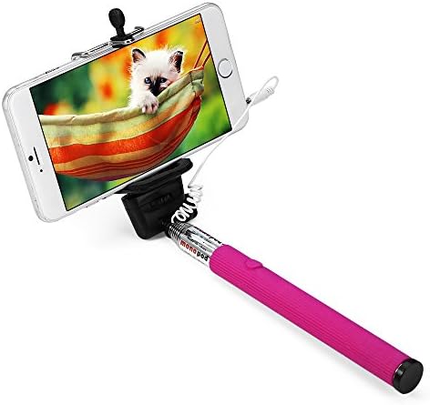 Apsmart no battery aux cable wired Selfie stick for smart phone (Rose Red)