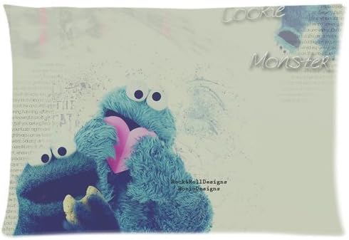 Custom Comfortable Style Zippered Pillowcase, Funny Cute Cookie Monster PillowCase Pillow Cases Covers Standard Size 20"x30"(two sides) Cushion Cover Sofa Bed PillowCases Cover