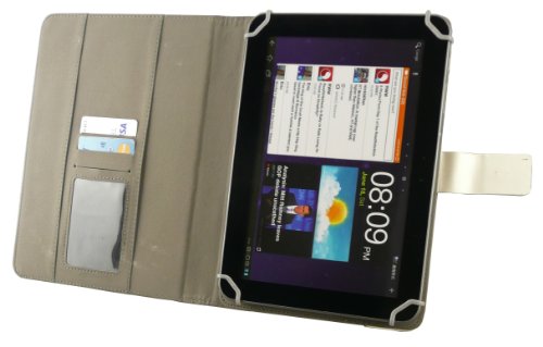 Emartbuy® Weiß Eingabestift + Universalbereich ( 8 – 9 Zoll ) Weiß Multi Winkel Folio Executive Hülle Schutzhülle Case Cover Wallet mit Kartensteckplätze geeignet für Acer Iconia A1-830 8 Zoll Tablet - 6