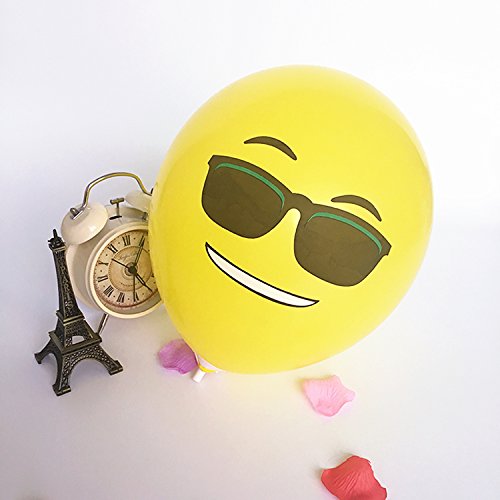 logei® 100St Emoji Luftballons verschiedene Miene Laune Ballons Luftballon Heliumballons Ballon Deko für Valentinstag, Verlobung, Hochzeit, Party in Gelb (Mienetyp nicht wählbar) - 4