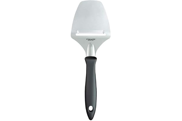 Fiskars Coupe-fromage, Fromage à pâte dure, Plastique/Acier inoxydable, Longueur: 21 cm, Noir/Acier, Essential, 1023789