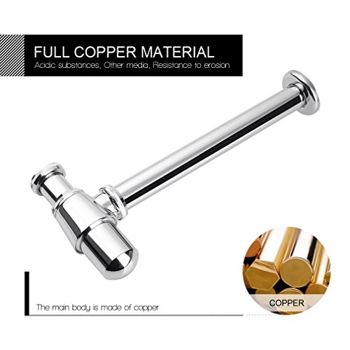 BONADE® Runde Form Röhrensifon Siphon Geruchverschluß 1 1/4″ für Waschtisch / Waschbecken, Messing verchromt - 8