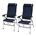 Produktbild 2er Set Aluminium Campingstuhl mit Kopfpolster, Polyesterbespannung wattiert, 120Kg belastbar, Marineblau - Faltstuhl Anglerstuhl Klappstuhl Strandstuhl faltbarer Gartenstuhl klappbar