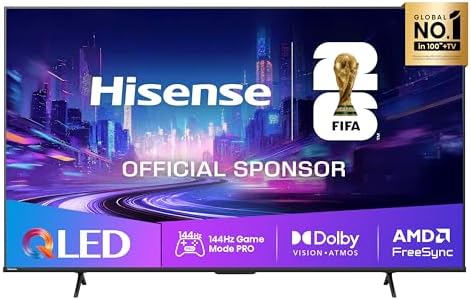 Hisense TV 75" QLED 4K 144Hz 2025 75E7Q PRO, Smart TV VIDAA U8, Dolby Vision IQ, HDR 10+ Adaptive, 144hz Game Mode PRO, Dolby Atmos, Alexa Built-in, VIDAA Voice, Tuner DVB-T2/S2 HEVC 10, lativù 4K