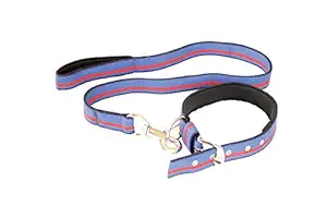 Furry Angels Dog Leash and Collar Cotton Padded Soft for Large Breed Dogs (Size - XL), Color - Blue