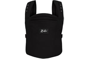 Rookie Babytrage ab Geburt - Ergonomisch, Bequem, Bio-Stoffe - Premium Elite Design - Baby Trage schnell & einfach angelegt - Baby carrier für Neugeborene bis 2 Jahre (Black)