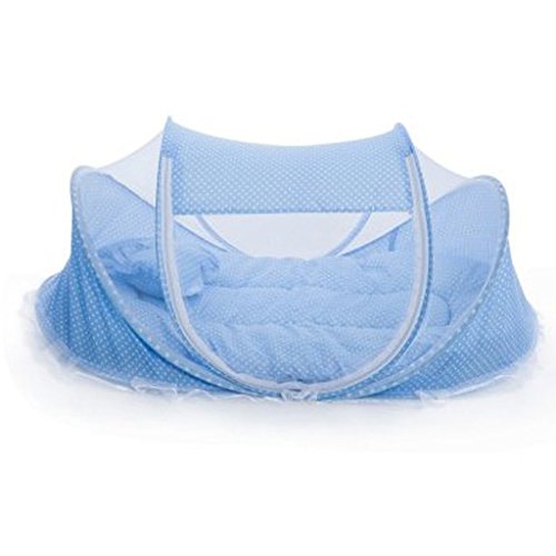 Preisvergleich Produktbild Fenteer Baby Reisebett Reisebettzelt mit Schlafmatte Moskitonetz Baby Bett Falten - Blau, 110cm * 65cm * 60cm