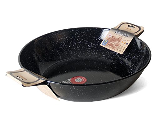 Sartén Doble Honda Con Asas Esmaltada 45 cm.
