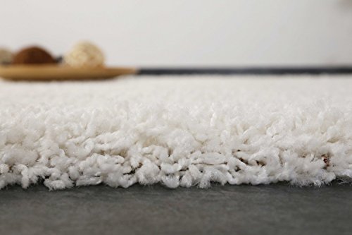VIMODA prime1000 Shaggy Hoch-/Langflor Teppich, Modern für Wohn-/Schlafzimmer, Polypropylen, weiß, 120 x 170 cm - 3