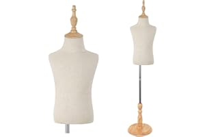 EASEHOME Manichino per bambini, forma di vestito da bambino con base in legno, forma regolabile per busto di ragazza e ragazzo, per abbigliamento, sciarpe, vetrine, negozi, 4-5 anni