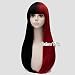 Black Mixed Red 65cm Long Straight Women Synthetic Anime Lolita Cosplay Wig+Cap