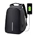 Produktbild Multi-funktionale wasserdichte Rucksack, ultraleichte atmungsaktive Polyester Business Laptop Rucksack mit USB-Ladeanschluss Reiserucksack Unisex Wandern Bergsteigen Schultasche, schwarz, grau, lila ( Color : Black )