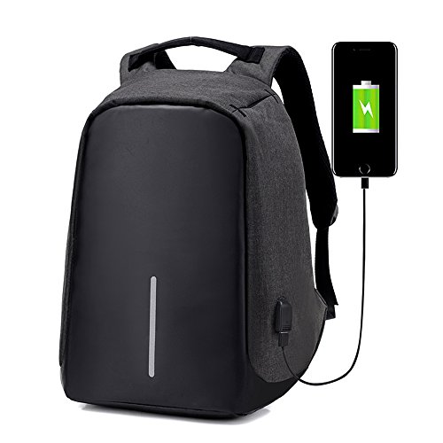 Preisvergleich Produktbild Multi-funktionale wasserdichte Rucksack, ultraleichte atmungsaktive Polyester Business Laptop Rucksack mit USB-Ladeanschluss Reiserucksack Unisex Wandern Bergsteigen Schultasche, schwarz, grau, lila ( Color : Black )