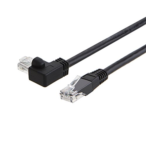 CableCreation Angle CAT6 Ethernet Patch Cable(3.3 Feet), Right Angled Lan Cable with 50U?old Plated Contact, Black Color