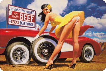 eat more beef Pin Up Corvette Blechschild Gewölbt Neu 20x30cm VS2649
