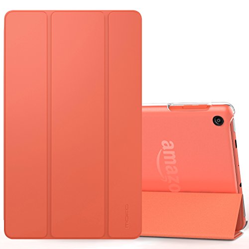MoKo Hülle für All-New Amazon Fire HD 8 Tablet (7th Generation – 2017 Modell) - Ultra Slim Lightweight Smart Cover mit Durchschaubar Rückseite Schutzhülle für das neue Fire HD 8, Orange
