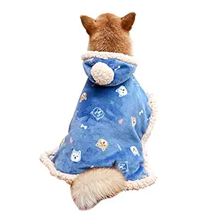 Fulvara Fleece Dog Clothes, Pets Blanket Cover, Soft & Warm Multi-Function & Washable Cloak for Dogs and Cats (Medium, Blue)