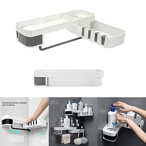 NIUBIKELAS Treppiede Rotante Senza Soluzione di continuità, per Cucina Bagno, Camera da Letto, organizzatore, Shampoo e Articoli da toeletta (Bianco grigiastro)