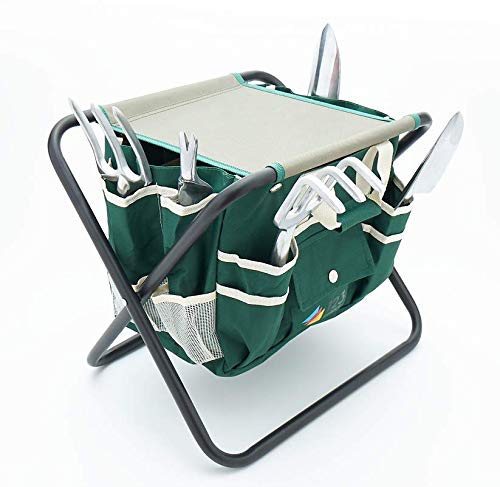 Preisvergleich Produktbild 123Direct Werkzeugsatz mit klappbarem und robustem Gartenhocker