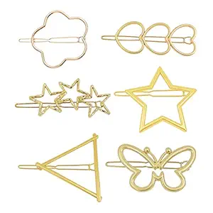 vaghbhatt Hair Clip 6 Pieces Minimalist Hair Clip Geometric Round Circle Metal Hairpin Minimalist Hollow Hair Stick Alloy Hair Slide Pins Hair Barrettes Hair Accessories for Women Girls