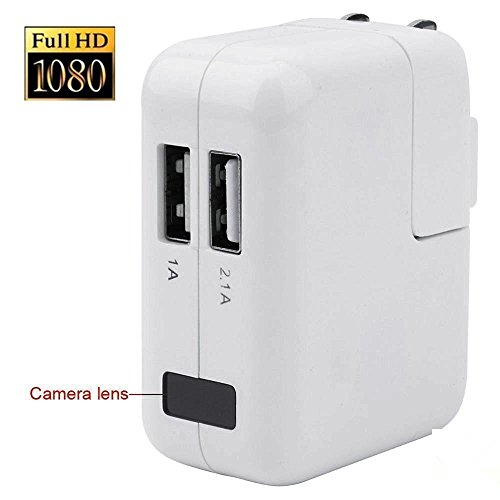 Preisvergleich Produktbild TenSky 1920x1080P HD Spion Kamera USB Telefon Aufladeeinheits Adapter Bewegungs Aktivierter Videogerät mit Schleifen Aufnahmefunktion