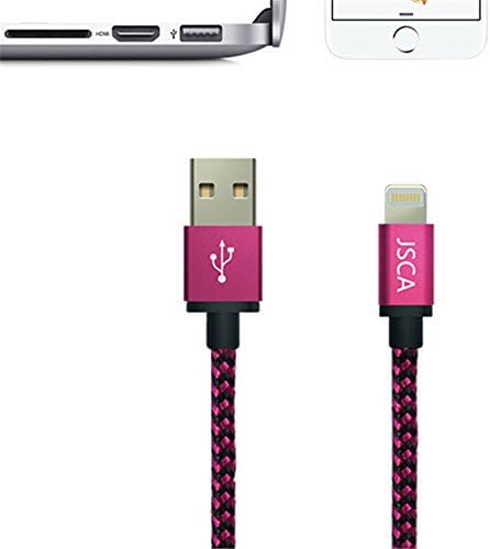 iPhone Cable 1m / 3.3ft JSCA Nylon Braided Lightning Cable/ iPhone Charger Cable for iPhone 6 / 6s / 6 plus / 6s plus / 5 / 5s / 5c / SE / 7 / 7 plus - 1 m (3.3ft) - RED